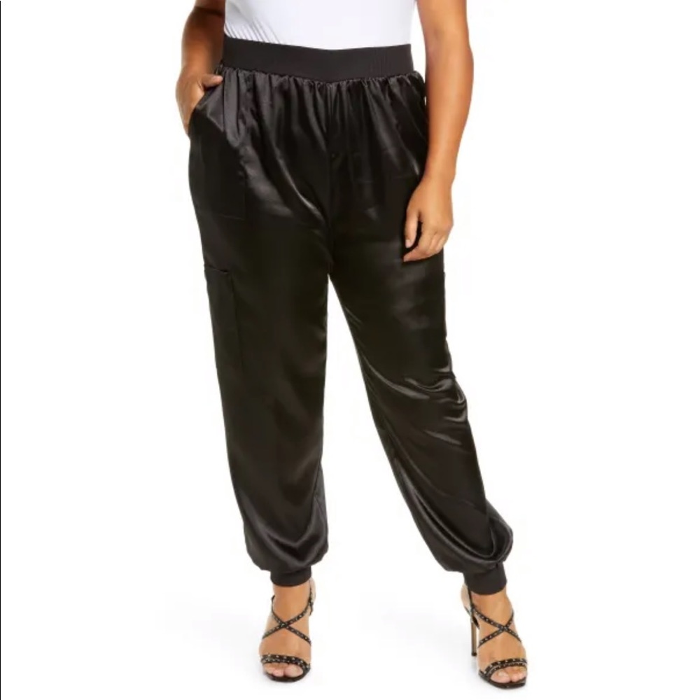 Leith 2X Black “satin” jogger style pants